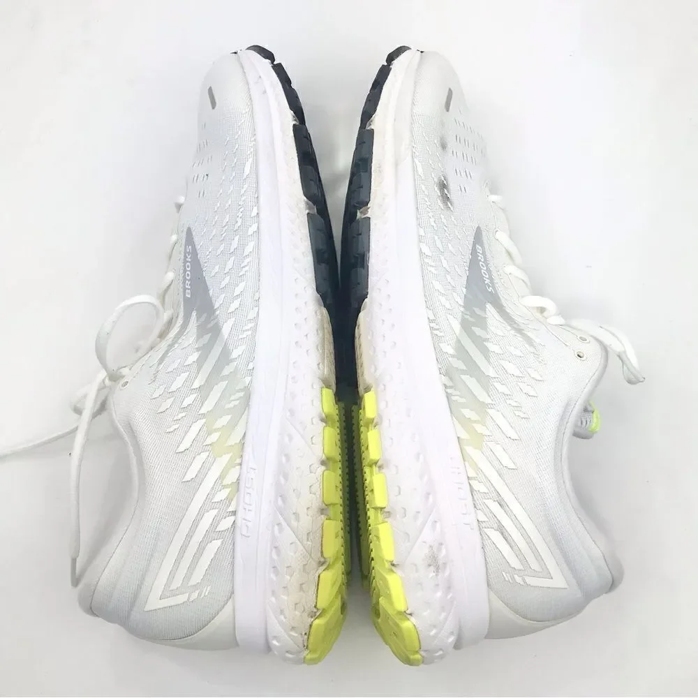 Brooks White Neon Ghost 13 Loft DNA Sole Lace Up Running Athletic Shoes